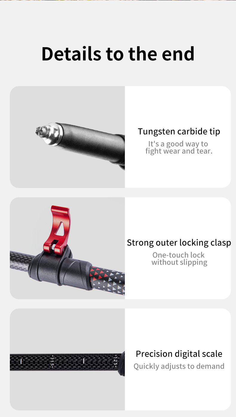 Far Wind™ Three-section Telescopic Carbon Trekking Pole